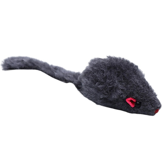 Мышь меховая однотонная 6,5 см, серая   5090618