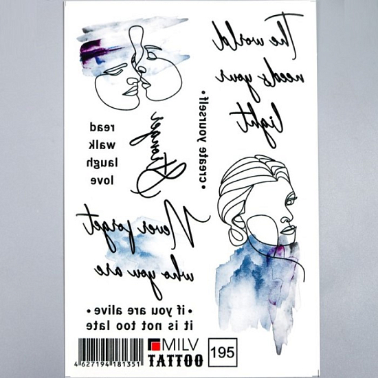 Татуировка на тело "Надписи" 10х15 см  7904395
