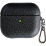 Чехол МОБИС для AirPods 4 пластик + экокожа с карабином К-09 Черный