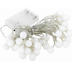 Гирлянда  ЗОЛОТАЯ СКАЗКА, нить, "Шарики"6м 40LEDтеплый белыйбатарейки, 591730