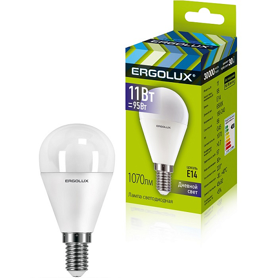 Лампа светодиодная ERGOLUX G45 11W/6500K/E14