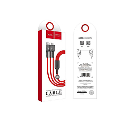 Кабель USB <--> Lightning/Type-C/microUSB  1.0м HOCO U31 Benay в переплёте, чёрный
