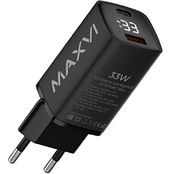 Сетевое ЗУ 1USB/1Type-C 4A MAXVI A402PD, черное, 33W
