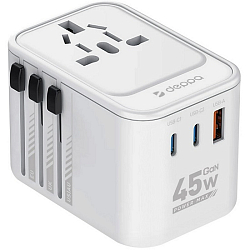 Сетевое ЗУ 1USB/2Type-C DEPPA 11452 белый, PD 3.0, QC 3.0, 45W, GaN EU, UK, US, AU