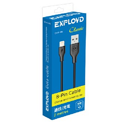 Кабель USB <--> Lightning  2.0м EXPLOYD EX-K-488 Classic, чёрный