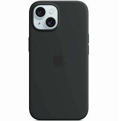 Силиконовый чехол SILICONE CASE MagSafe для iPhone 15 №01 Black (АНИМАЦИЯ в цвет чехла)