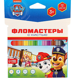 Фломастеры с кистью, 12 цветов, Щенячий патруль   9795361