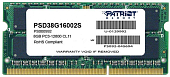 Оперативная память DDR3 SO-DIMM  8Gb PATRIOT PSD38G16002S (PC3-12800, 1600MHz, 1.5V)