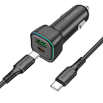 Авто ЗУ 1USB/1Type-C BOROFONE BZ28A, Trophie, черный, 30Вт, кабель Type-C-Type-C