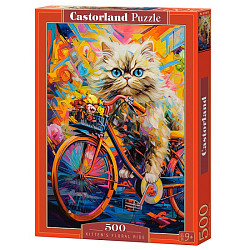 Пазлы 500 "Кот на велосипеде" Castorland ,Польша)