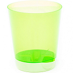 Горшок цветочный ПОЛЕСЬЕ №3 с поддонником, 2 литра (горшок прозрачный, поддонник зелёный)