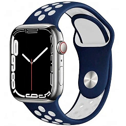 Силиконовый ремешoк NONAME для Apple Watch 38/40/41 mm,синий-белый, с перфорацией