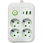 Сетевой фильтр  2.0м DREAM A6, белый, 2USB+Type-C 4 розетки 10А (181364)