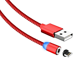 Кабель USB <--> Lightning  2.0м TOPK AM17 магнитный святящийся красный