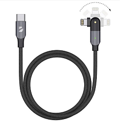 Кабель Lighning <--> Type-C  1.2м DEPPA черный, поворотный, 180˚ (72331)