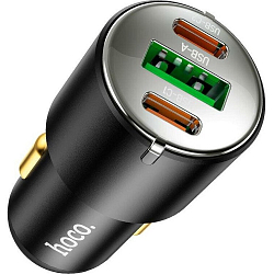 Авто ЗУ 1USB/2Type-C 3A HOCO NZ6, PD45W, чёрный