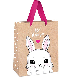 Пакет подарочный 18*23*10см MESHU "Funny bunny", отд. фольгой, крафт MS_45698