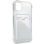 Силиконовый чехол STR для iPhone 12 Mini с отделением под карту (прозрачный)