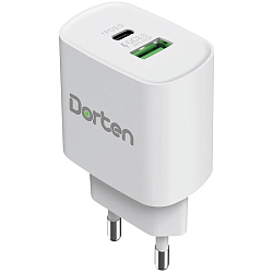 Сетевое ЗУ 2USB DORTEN  DN206600 20W White/Белый, QC