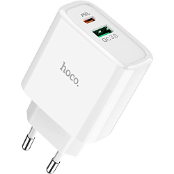 Сетевое ЗУ 1USB/1Type-C 3.1A HOCO C57A, Speed, белый, PD, QC3.0, мятая упаковка