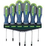 Набор отверток на полке, 6 шт., СИБТЕХ, PH + SL, CrV, 3к рукоятка// 13374