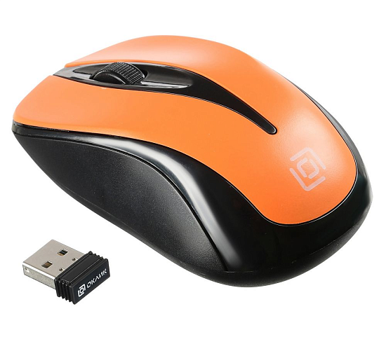Мышь БП OKlCK 675MW черный/оранжевый, USB