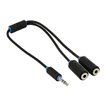 Разветвитель Jack 3.5 <--< 2*Jack 3.5  0.33м JET.A JA-AC04 чёрный