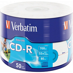 Диск CD-R VERBATIM 80 52x Shrink/50 DataLife print