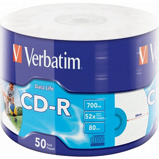 Диск CD-R VERBATIM 80 52x Shrink/50 DataLife print