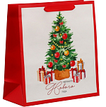 Пакет новогодний квадратный Happiness, 30×30×12 см