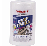 Салфетки универсальные в рулоне 200шт LAIMA, СУПЕР ТРЯПКА, 23х25см, вискоза, 40г/м2, соты, 605488