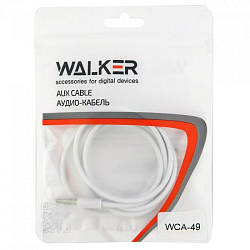 Кабель Jack 3.5 <--> Jack 3.5  1.0м WALKER WCA-049, 4-x контактный белый (в пакете)
