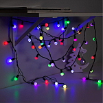 Гирлянда «Нить» 10 м с насадками «Шарики 1.5 см», IP44, тёмная нить, 100 LED, свечение мульти (RG/RB), мигание, 220 В