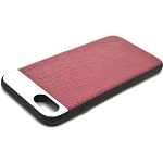 Задняя накладка STR для iPhone 7 кожаный "Под крокодила" с металл. вставкой (красный)