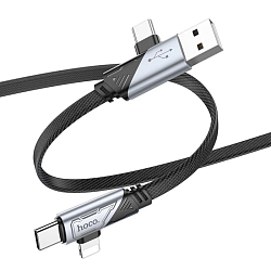 Кабель USB/Type-C <--> Lightning/Type-C  1.2м HOCO U119, черный, PD 27Вт