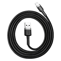 Кабель USB <--> Lightning  2.0м BASEUS Cafule чёрный, серая вставка