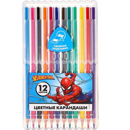 Цветные карандаши, 12 цветов, трехгранные, Человек-паук 9559120