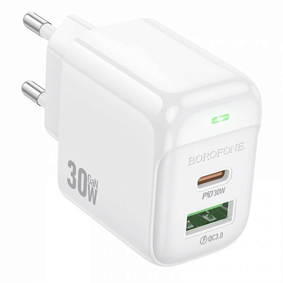 Сетевое ЗУ 1USB/1Type-C 3A BOROFONE BAS45A White, 30Вт