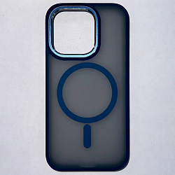 Задняя накладка COSMIC COLOR DUAL Magsafe для iPhone 15 PRO (2023) черный-т.синий , защита камеры