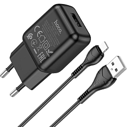 Сетевое ЗУ 1USB 2.1A HOCO C96A черный, Lightning