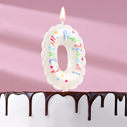 Свеча в торт "Воздушная", цифра 0, 5,5 см, белая   9943286