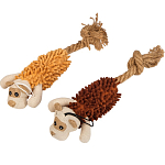 Игрушка мягкая для собак "Пёс" с пищалкой и канатом, 39 х 11 см, коричневая 6255545