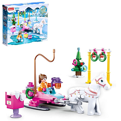 Конструктор SLUBAN Розовая мечта: «Сани с лошадкой», 149 деталей