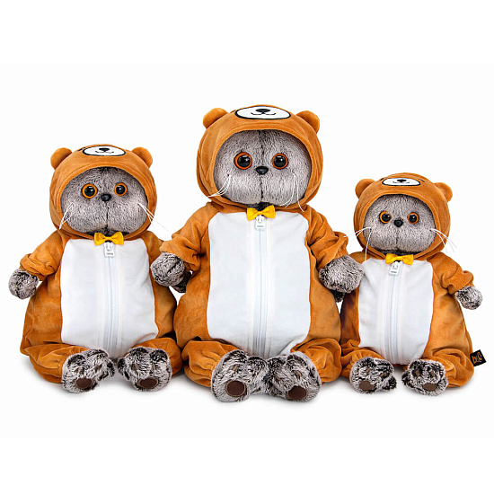 Мягкая игрушка Кот Басик в кигуруми "Медвежонок" 25 см (Ks25-298)