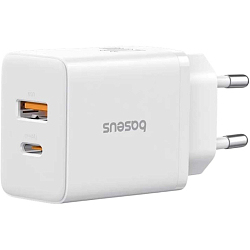 Сетевое ЗУ 1USB/1Type-C BASEUS Moon White, 20W