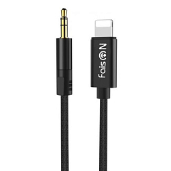 Кабель Jack 3.5 <--> Lightning  1.0м FAISON HUPA13, Sound source, чёрный