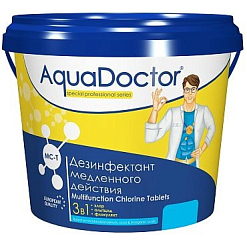 Комбинированное средство 3 в 1 AquaDoctor AQ2491 , 5кг в табл.200гр, хлор, альгицид, флокулянт (MC-T5), уп.