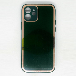 Задняя накладка AKSS для iPhone 12 (6.1), изумрудный, имитация стекла с защитой камеры