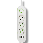 Сетевой удлинитель  2.0м QL-1071U белый, 3 розетки +3 USB