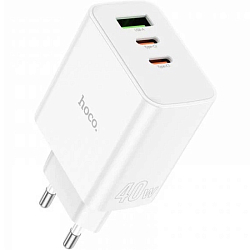 Сетевое ЗУ 1USB/2Type-C HOCO C126A, PD 40Вт, белый